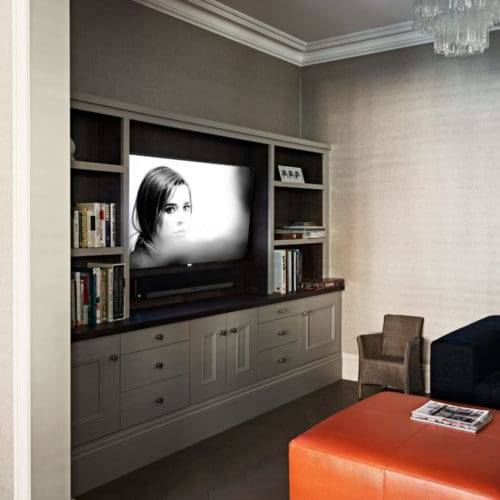 Fitted media with bespoke storage and tv unit