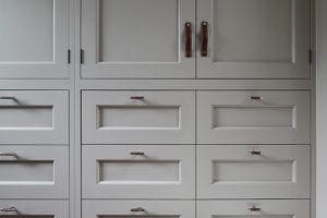 Bespoke wardrobe with fitted leather handles