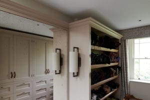 Antique mirror and shoe storage