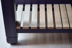 Close up of black bench