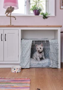 White fitted dog kennel